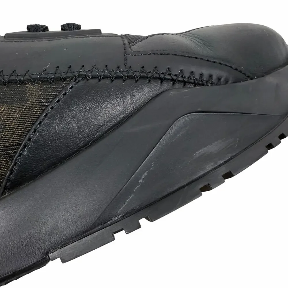 Fendi Flow Sneaker Zucca FF Logo Monogram Black Leather Size 9/ US 10